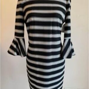 Elegant Calvin Klein Black and White Striped Dress